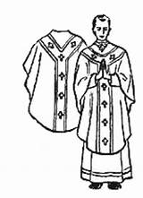 Priest Catholic Vestments Clipart Chasuble Mass Drawing Clergy Blessing Cliparts Robe Roman Clip Liturgical Cope Church Line Eucharistic Putting Library sketch template