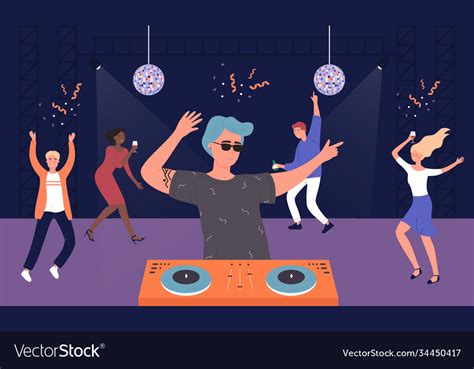 night club musical party cartoon friends people vector image