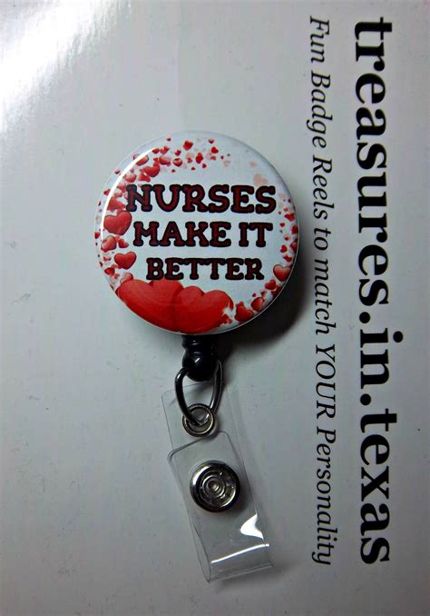 nurses make it better fun red hearts flowing design etsy id badge