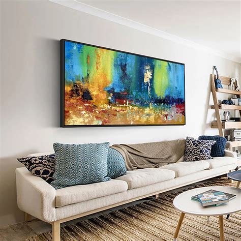 large paintings  living room wall oil painting canvas art turquoise