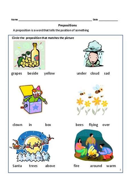 prepositions worksheets  grade  worksheets
