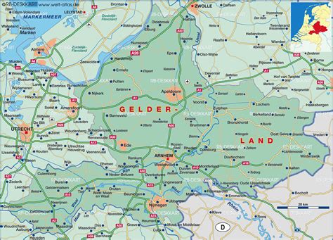 map  gelderland state section  netherlands welt atlasde