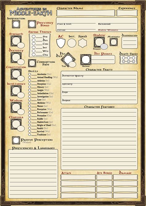 character template sheet