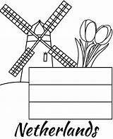 Coloring Bas Windmill Drapeau Tulips Netherland sketch template