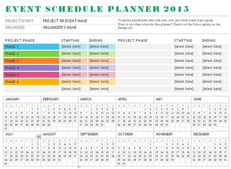 sample event schedule planner template formal word templates