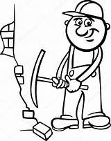 Coloring Worker Pick Man Cartoon Demolishing Drawing Brick Wall Vector Axe Izakowski Illustration Workman Book Children Stock Drawings Clipart Getdrawings sketch template