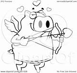 Cupid Pig Dog Clipart Cartoon Chubby Outlined Coloring Vector Thoman Cory Royalty Clipartof sketch template