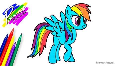 rainbow dash   menggambar  mewarnai gambar kuda poni