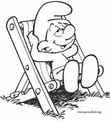 Smurf Clumsy Coloring Smurfs Colouring Resting Para Chair Colorir Popular sketch template