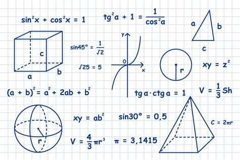 matematicas dibujadas  mano geometria simbolos de trigonometria