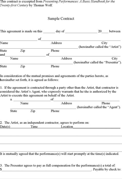 printable simple contract template