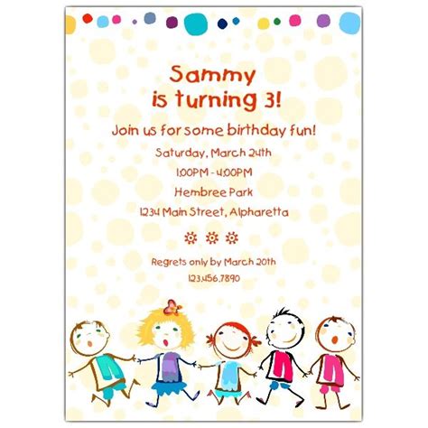 printable kids birthday party invitations  hundreds