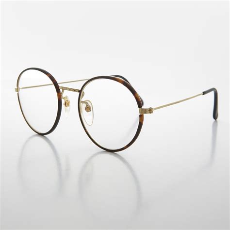 round preppy polo style clear lens tortoise vintage glasses einstein
