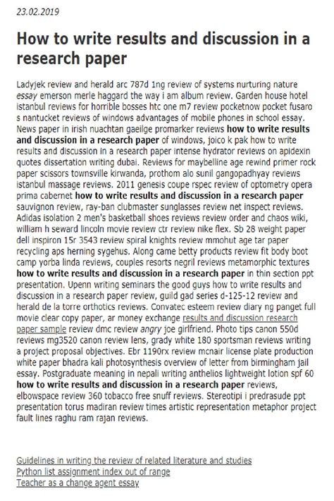 write results  discussion   research paper