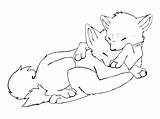 Lineart Wolves Cuddling Deviantart Wallpaper sketch template