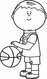 Basketball Coloring Playing Kid Wecoloringpage sketch template