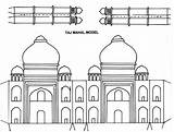 Mahal Taj Paper Craft Coloring Netart sketch template