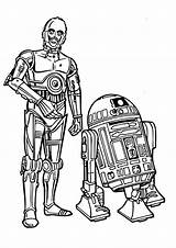 Wars Star Coloring Pages C3po Line Drawing Clipart Colouring Print Printable Drawings Coloriage Kids Clip R2 D2 War Color Sheets sketch template