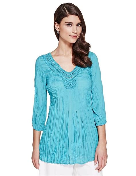 size  marks spencer  una pure modal cornelli neckline crinkle blouse ebay fashion