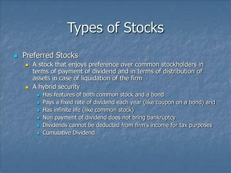 Ppt Valuation And Characteristics Of Common Stocks Powerpoint