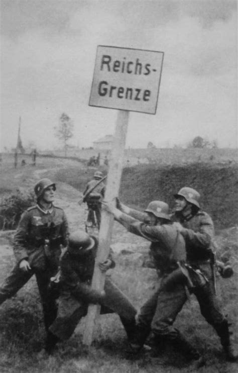 german soldiers dismantled  border post   border  czechoslovakia  rworldwar