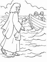 Jesus Coloring Water Walks Walking Miracles Pages Sheet Peter Kids Colouring Bible Color Sunday School Sheets Walk Clipart Door Knocking sketch template