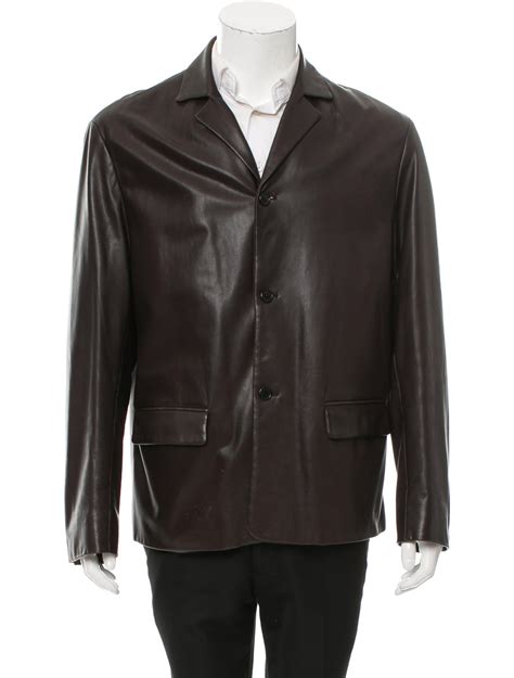 prada leather three button jacket clothing pra149842