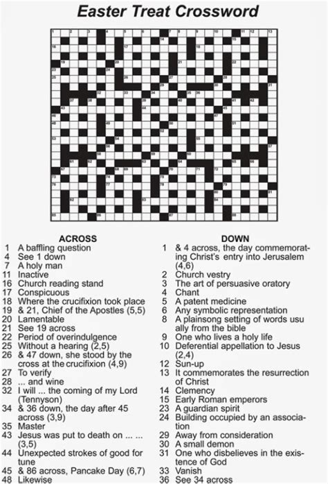easter crossword easy  kids