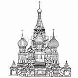 Cathedral Basil Moscou Basile Russie Catedral Basilio Roja Isolement Basilius Kathedrale Rusia Basils Moscu Kreml Russland Droits Cityscape Epingle Basilique sketch template