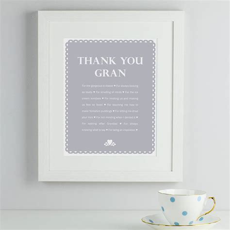 personalised thanks grandma print by elephant grey