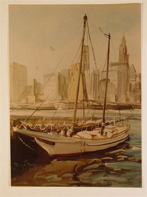pin  oliver tang  watercolor pascape  wtc painting scenery boat