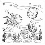 Underwater Coloring Outline Kids Sea Drawing Scene Corals Pages Ocean Getdrawings sketch template