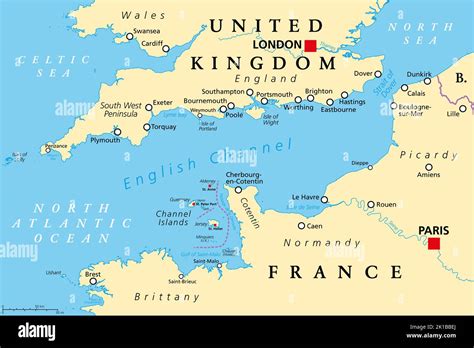 english channel political map  british channel arm  atlantic