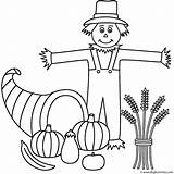 Coloring Scarecrow Pages Plenty Horn Thanksgiving Fall Autumn Cute Scarecrows Printable Print Sheets Kids Color Activities Activity Draw Clipart Getcolorings sketch template