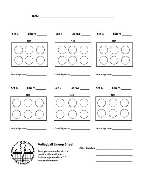 volleyball lineup sheet printable