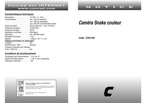 camera snake couleur produktinfoconradcom