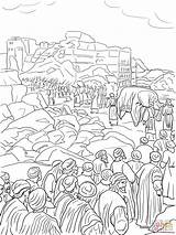 Jericho Coloring Joshua Pages Battle Capture Walls Printable Jordan River Wall Crossing Clipart Para Jerico Colorear Bible Drawing Falling Josue sketch template