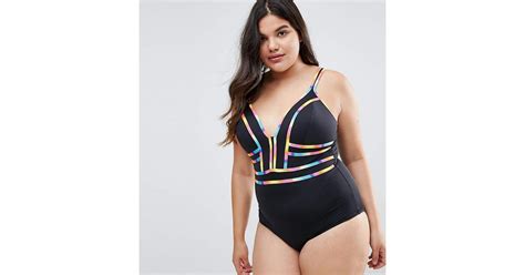 city chic neon trim swimsuit best plus size swimsuits 2018 popsugar fashion photo 6