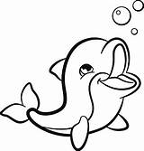 Cute Coloring Dolphin Pages Baby Wild Marine Animals Little sketch template