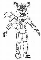 Foxy Fnaf Funtime Coloring Sister Lolbit sketch template