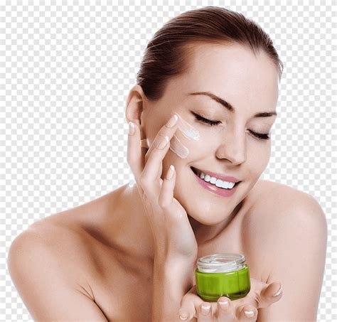 smiling woman holding green glass container natural skin care anti