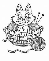 Coloring Pages Yarn Kitten Printable Knitting Cartoon Cat Sheknows Baby Needles Colouring Kitty Kleurplaten Poes Kittens Book Critters Print Kids sketch template