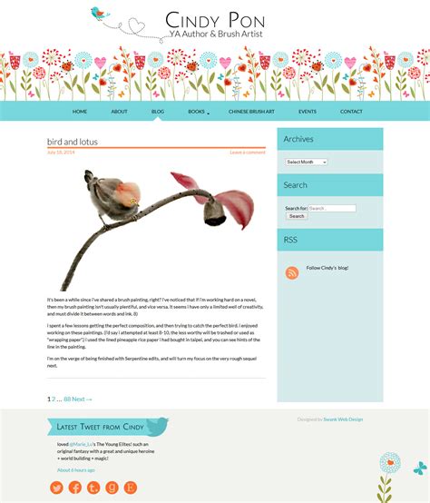 website design for ya author cindy pon swank web design