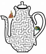 Maze Activities Mazes Teapot Labirinti Permainan Mencari Strani Shaped Keluar Pot Labyrinthe Princesses Kumpulan Wonderland sketch template