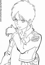 Eren Yeager Lineart Drawing sketch template