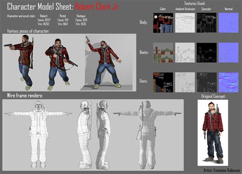 game artist  training  character model layout sheet