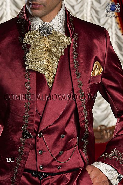 baroque burgundy men wedding suit model  mario moyano baroque collection