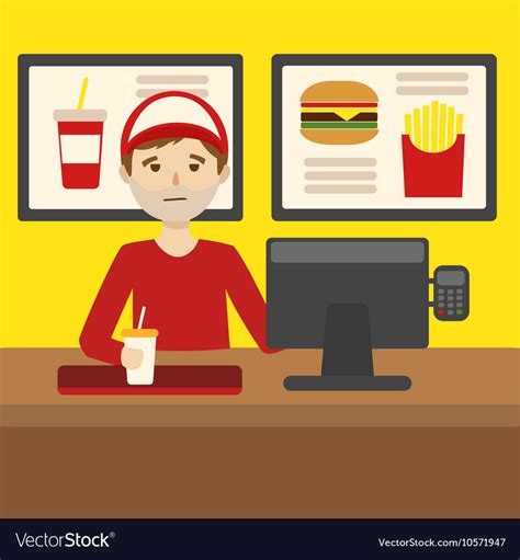 work   fast food restaurant cartoon royalty  vector