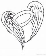 Wings Coloring Pages Hearts Angel Drawing Heart Getdrawings Getcolorings Colorings sketch template