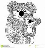Cuddling Coloring Designlooter Koala Mother Baby Her sketch template